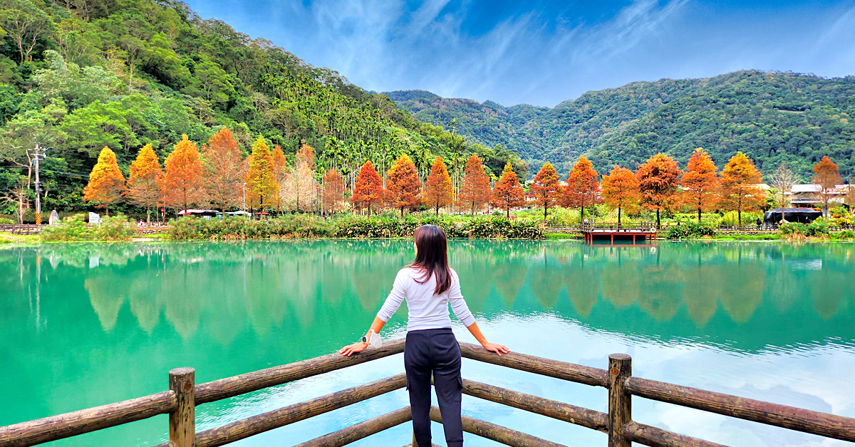 宜蘭落羽松》望龍埤～綠色湖水、紅色曲橋搭配湖畔落羽松就是美，宜蘭員山免費景點 @嘿!部落!